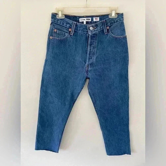 Redone X Levi’s high rise stove pipe jeans in indigo size 26 - Picture 3 of 6